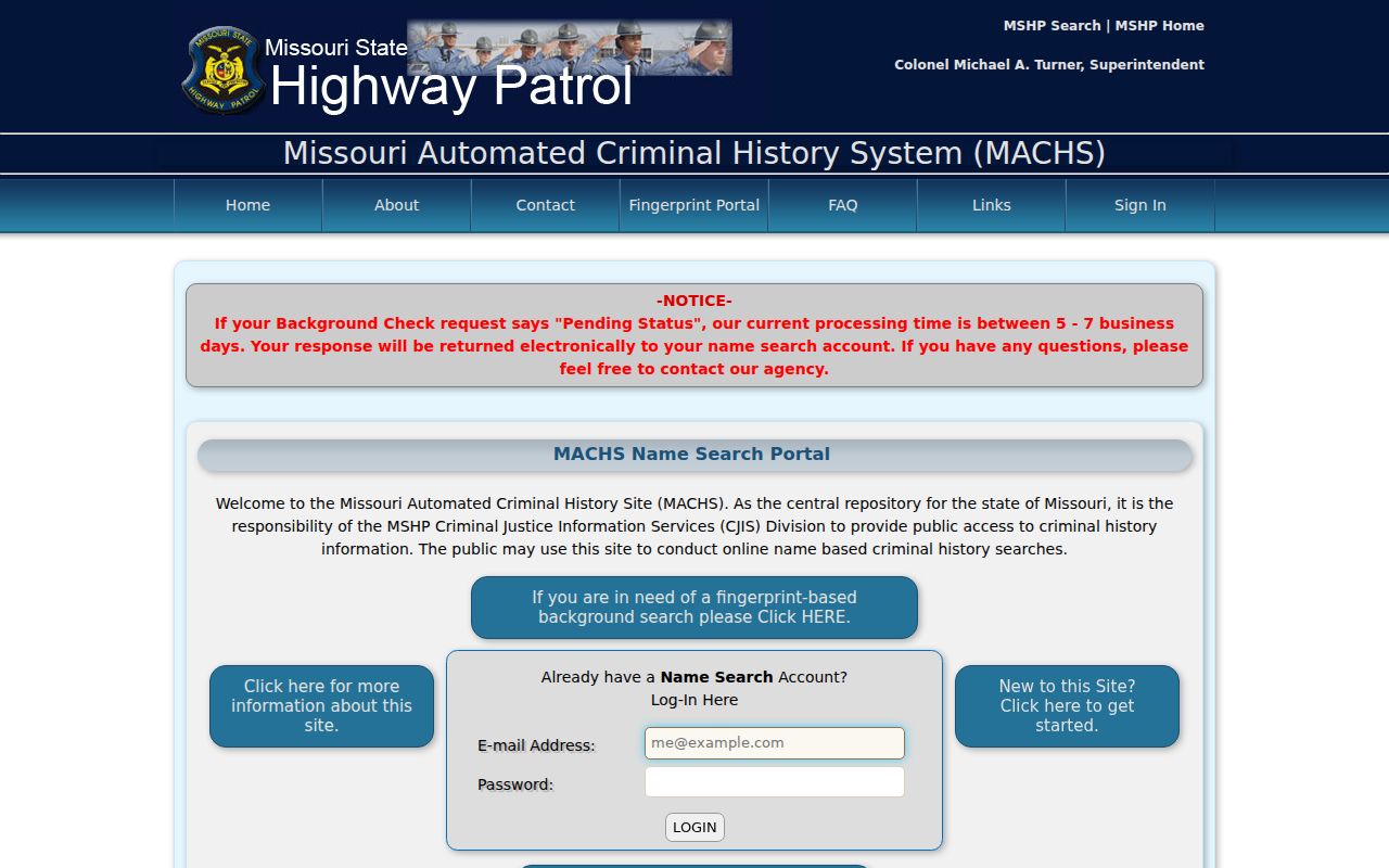Stoddard County criminal history MACHS name search portal