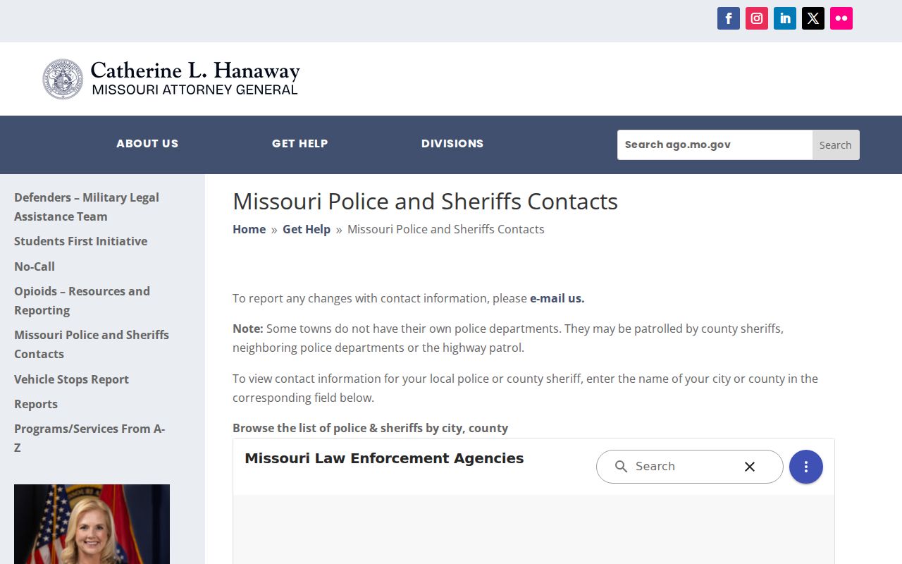Official Stoddard County contact route for Bernie criminal records and police reports