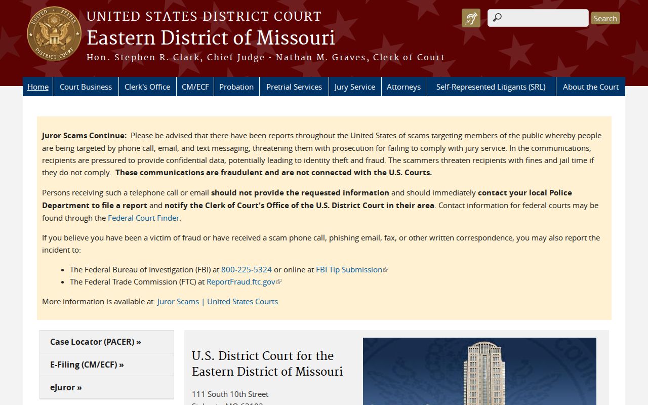 Eastern District of Missouri source for Stoddard County criminal court cases