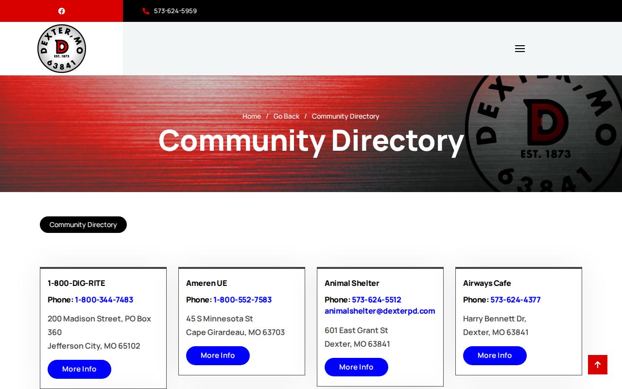 Dexter Municipal Court directory for Stoddard County criminal and ordinance records